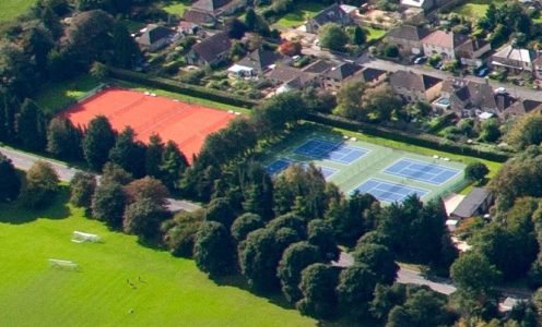 Outdoor tennis courts aerial view