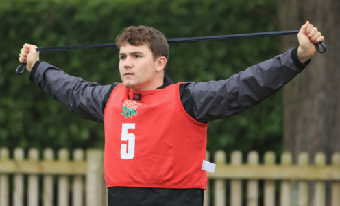 Beck Cutting in training with the England U20 squad at Bisham Abbey ahead of the 2018 Six Nations