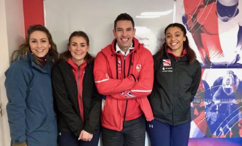 (From left) Amy Williams, Eleanor Furneaux, Danny Holdcroft and Brogan Crowley were live on BBC Breakfast from the push-start track on February 26 2018