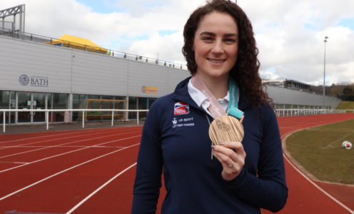 Laura Deas with her skeleton bronze medal from the PyeongChang 2018 Winter Olympic Games