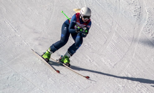 University of Bath graduate Kelly Gallagher in Super G action at the PyeongChang 2018 Winter Paralympic Games