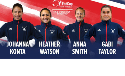 Anna Smith in the Fed Cup team for their World Group play-off in Japan, April 2018