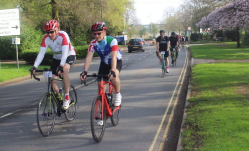 Cyclists taking part in the first Team Bath Sportive cycling event in April 2018