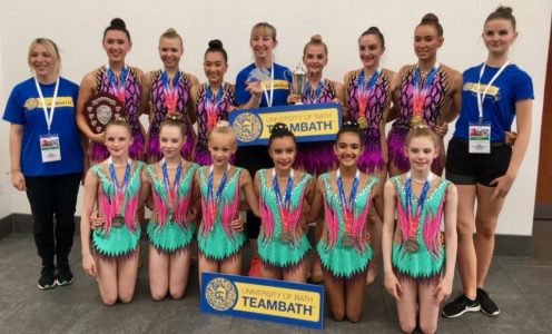 The Team Bath Rhythmic Gynnastics seniors and juniors that won gold and silver respectively at the 2018 British Championships