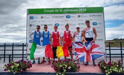 Jens Hullah and Joe Murphy (right) won men's double scull bronze for GB at the 2018 Coupe de la Jeunesse