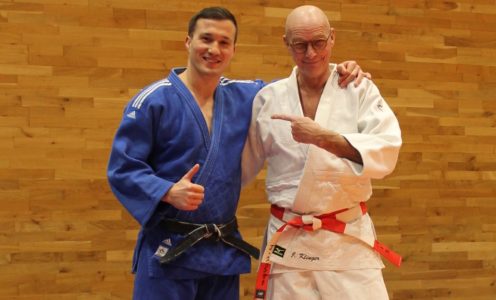 Jan Gosiewski with Team Bath Judo coach Juergen Klinger, December 2018