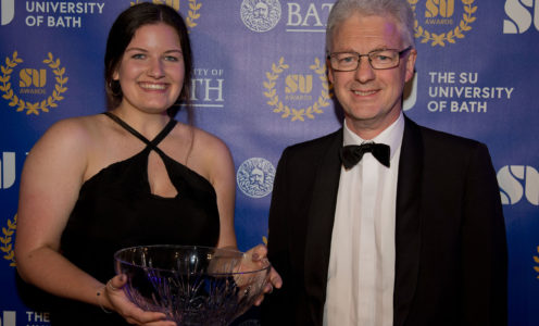 2019 Sports Personality of the Year Heleen Maes with Vice-Chancellor Ian White