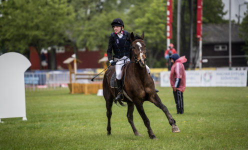 Olivia Green in action on her modern pentathlon World Cup debut in Hungary, May 2019. MUST CREDIT: Virag Buza