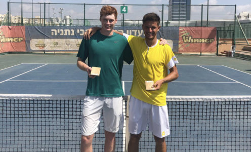 Student Ben Jones won his first ITF pro tennis title in Israel in June 2019