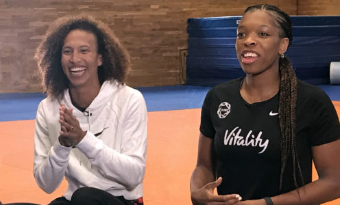 Serena Guthrie and Eboni Usoro-Brown ahead of the 2019 Netball World Cup