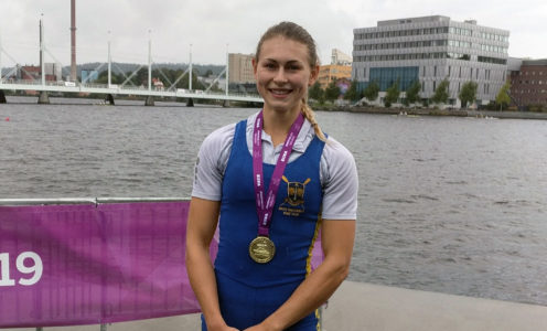 Laura Macro won lightweight women's single scull gold at the 2019 EUSA Rowing Championships in Sweden