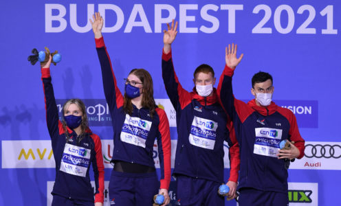 Freya Anderson, Tom Dean and James Guy won mixed 4x200m freestyle relay gold with GB at the 2021 European Swimming Championships