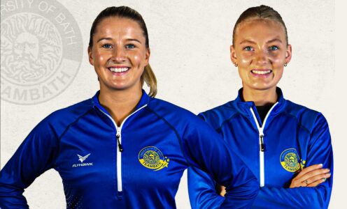 Bethan Dyke (left) and Ellen Morgan of Team Bath Netball have been selected to represent the Welsh Feathers in their January 2024 Test Series against Uganda.