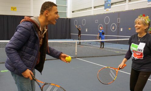 Team Bath Tennis hosted a pan disability tennis Christmas festival at the University of Bath in December 2023