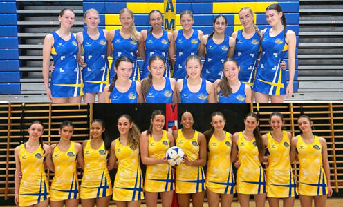 Members of the Team Bath Netball Senior (top) and Junior (below) Player Development Programme squads for the 2024 season.