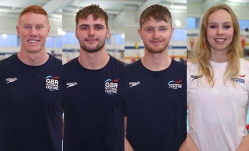 (From left) University of Bath-based swimmers Tom Dean, Jacob Whittle, Brodie Williams and Leah Crisp have been selected for the 2024 World Aquatics Championships in Doha