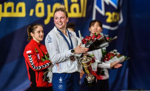 A picture of Pentathlon GB's Kerenza Bryson who bronze at the UIPM Modern Pentathlon World Cup in Cairo, Egypt in March 2024