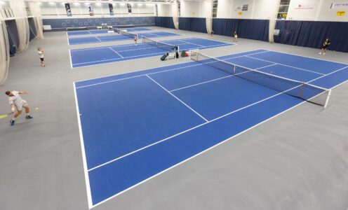 A picture of the indoor tennis courts at the University of Bath, which can be booked and used by the public