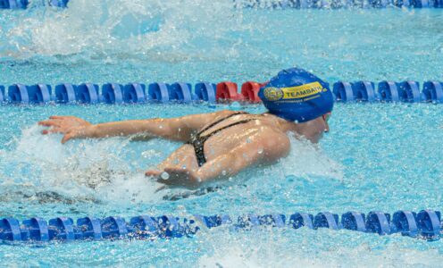 A picture of a Team Bath AS Swimming Club member in the London 2012 Legacy Pool at the University of Bath, which is their training base.