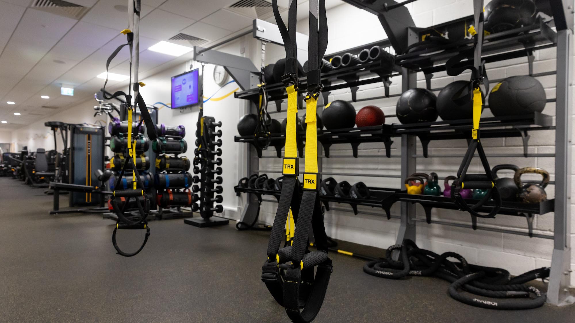 A picture of the TRX Bay in Gym 3 at the Team Bath Gym, on the University of Bath campus, which underwent an extensive £450,000 refurbishment during the summer of 2024.