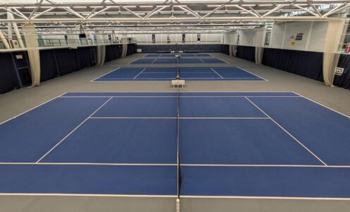 A picture of the Team Bath Tennis indoor courts that were fully refurbished in September 2024