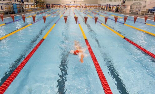 A picture of a swimmer in the Olympic-standard 50m swimming pool at the Team Bath Sports Training Village in September 2024