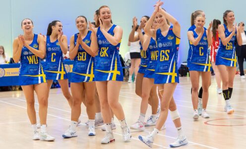 Team Bath Netball's players salute the fans after the 62-53 victory over Nottingham Forest in the 2025 NXT Gen League