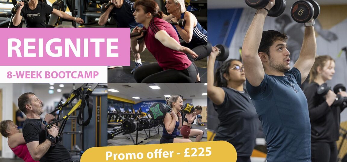 A graphic promoting Reignite - a new eight-week bootcamp taking place at the Team Bath Gym during the summer of 2025.