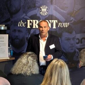 Stephen Carter addressing the audience at a scholarships reception.