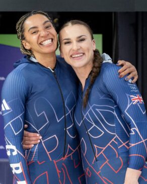 Ashleigh Nelson and Adele Nicoll with big smiles on their faces after their Winter Olympic debuts