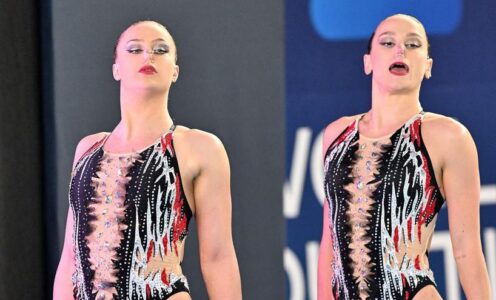 Artistic swimmers Kate Shortman and Izzy Thorpe