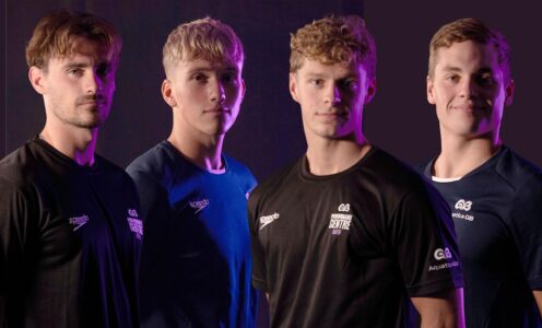 A montage of headshots of Aquatics GB Bath Performance Centre swimmers (from left) Jacob Peters, Joshua Gammon, Jack Skerry and Matthew Ward