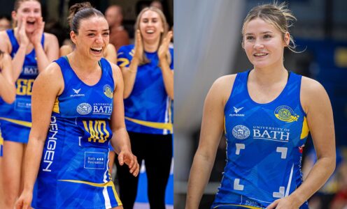 A montage image of Team Bath Netball players Poppy Tydeman (left) and Lowri Windsor.