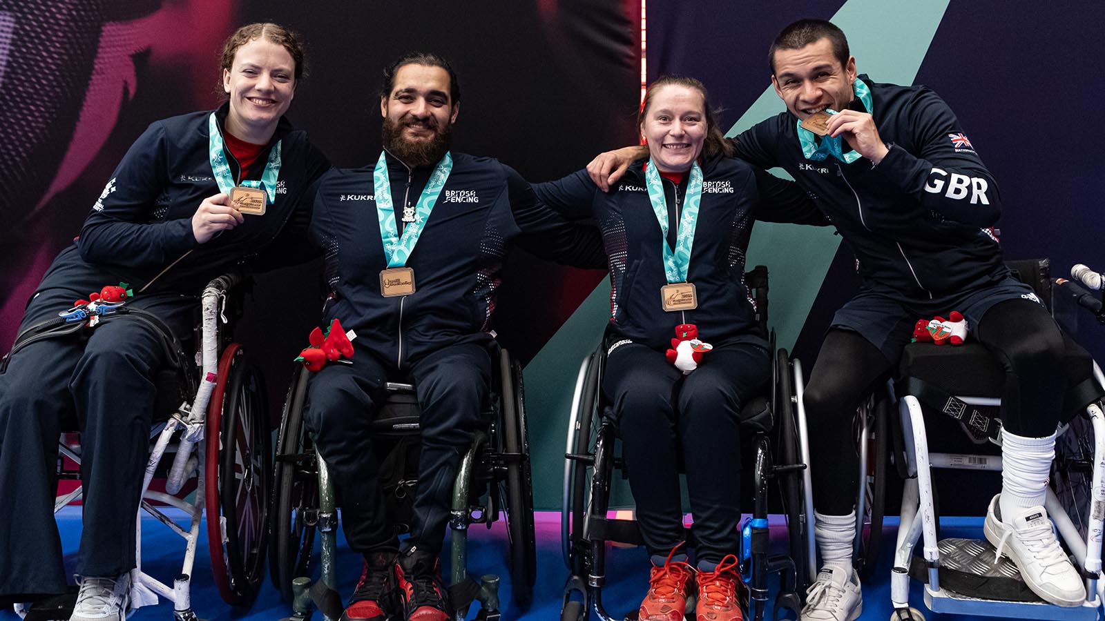 Four British para fencers with bronze medals